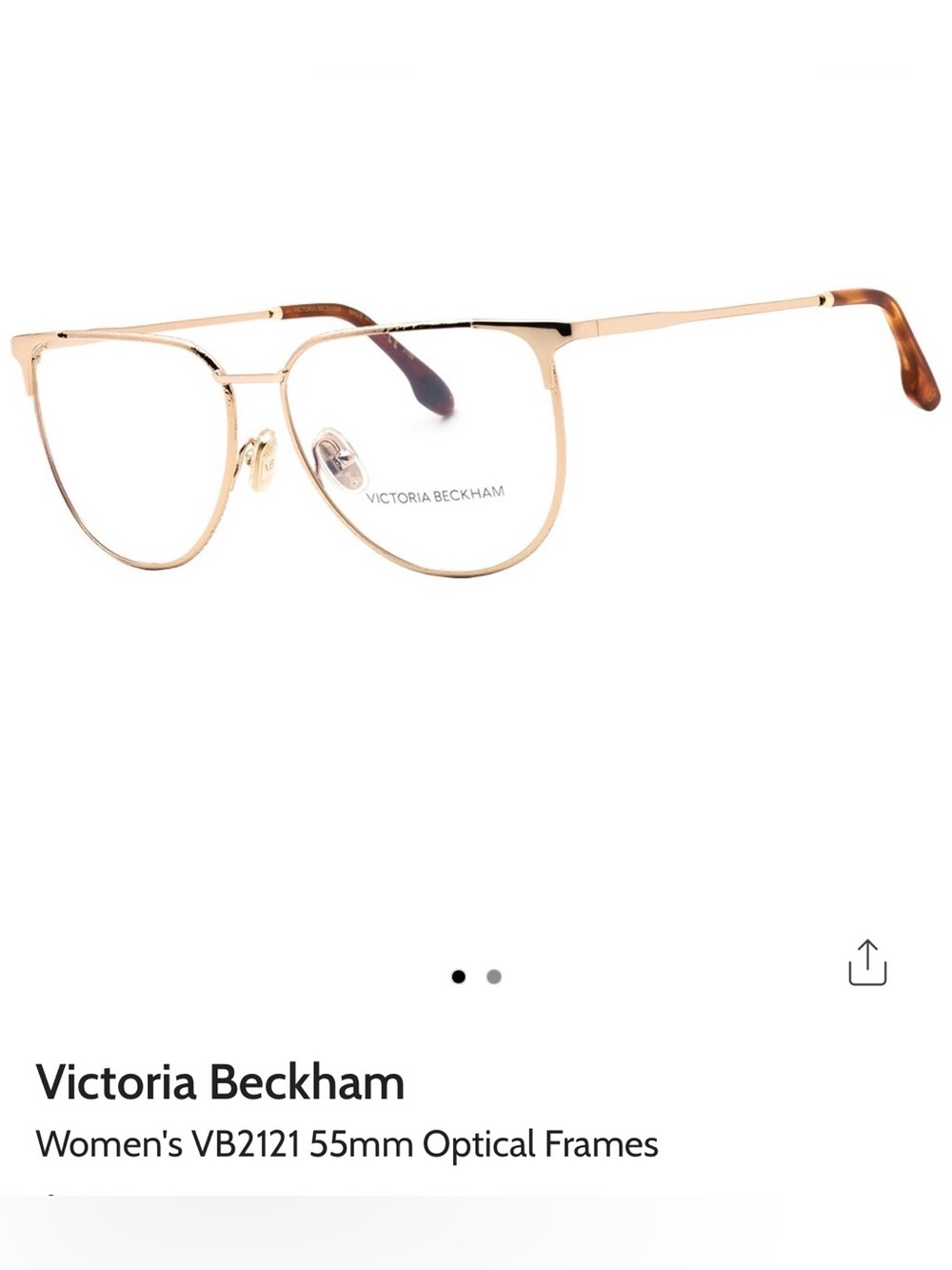 Victoria Beckham Rose Gold Metal Aviator uOptical Glasses